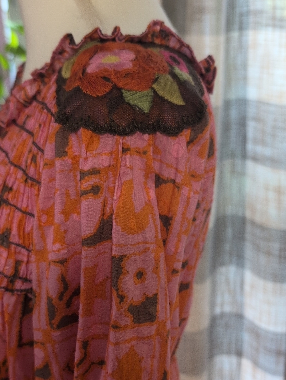 Chelsea And Violet Pink And Orange Cotton Dress. - Picture 3 of 9